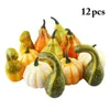 Fleurs décoratives 12pcs Halloween citrouille fausse simulation de légumes Simulation artificielle DIY Craft à la maison pour la fête d'anniversaire Décoration de mariage