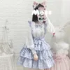 Jupes Summer Sweet Bow Lolita Strap Cake Womens Kawai Dot Pleered Jirt Girls Japon Elegant High Taist A-Line Y2K Mini Mini