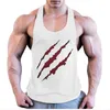 Summer Gym Plus taille Mens Beast Fitness Sports 100% Coton Traine Blood Claw Imprimé Image de gilet en forme de I 240425