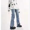 Jeans femminile patchwork collock contrasto con strato strappato split denim pantal high street harajuku moda estetica donna kpop fidanzato kpop