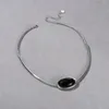 Choker svart vit oval hänge halsband för kvinnor uttalande halsband janpansk koreanska eleganta smycken mor dag gåva