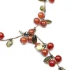 Kedjor aktiva pärlor koreanska smycken modetillbehör röda körsbär långa tröja kedja kvinnor halsband vackert