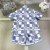 Fashion Baby Tracksuits Designer Designer Case Boys Set di dimensioni 100-160 cm Design a quadri blu e bianco per camicie e pantaloncini 24pril 24pril
