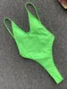 Damen Badebekleidung 2024 Hoch geschnitten ein Stück Badeanzug solide Rückenless Frauen Tanga Badeanzug Frauen Schwimmsommer Strandbekleidung Bodysuit