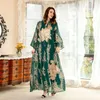 Vêtements ethniques Moyen-Orient Golden Pearl Broidered Yarn Muslim Femelles Robes maxi pour les sets de soirée des femmes