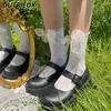 Women Socks French Style Romantic Yarn Bow Lace Tube Lolita Student Soft Girl All-Matching Bunching Women Kawaii Stocking