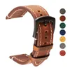 Assista Bandas Handmade Vintage Crazy Horse Leather Band Straps Redação de Liberação Rápida 18mm 20mm 22mm 24mm Acessórios Wrist H240504