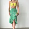 Skirts Sexy Floral Print Slit Midi Skirt Women High Waist Peach Hip Casual Ruffle Long 2024 Summer Beach Night Prom Y2K Clothes