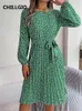 Повседневные платья Chillgio Vintage Luxury Women's Elegant Pleasted Plord Bohemian кружев с длинным рукавом корейский пляжный шифон шифон