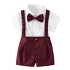 Set di abbigliamento per bambini abiti formali set camicia cortometraggi per tute con fiocco 3 pezzi per bambini abita per bambini estate 1-6y