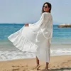 Шифоновый белый пляжный обложка сексуально свободное праздничное солнцезащитное кремо
