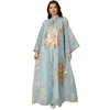 Vêtements ethniques Moyen-Orient Golden Pearl Broidered Yarn Muslim Femelles Robes maxi pour les sets de soirée des femmes