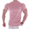 Camisetas de camisetas masculinas de camiseta de ginástica curta manga curta casual em branco slim camise