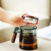 Mokken 400 ml walnoot houten handgreeplid Filter Glass Tea Cup