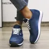 Chaussures décontractées Blue Women's 2024 Fashion Breatchable Sneakers Sneakers Sneakers de grande taille