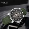 Montre-bracelets Hélei Model 2024 Kaki Field Series Comfort Wind Multifonction Quartz Movement Watch Match pour hommes