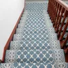 Tapijten Mediterraan Modern Step Carpet European Style Jacquard Trap Mat Home Zelfklevende trap Tapijt niet-slip hout volle deken