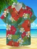 Men's Casual Shirts Floral Plants Vacation Hawaiian Shirt Outdoor Holiday Summer Turndown Short Sleeve Red Blue Mint Green