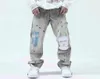 Men039s jeans Eukaaru broderade män streetwear överdimensionerade hiphop mode lösa byxor casual rak denim pojkvän1903284