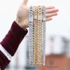 Iced Out 2 Rows CZ Diamond Cuban Link Chain Gold Ploated Brass Cadenas Heavy Fashion Hip Hop Jewelry ketting voor mannen