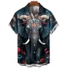 Men's Casual Shirts Hawaiian Shirt Summer 3d Printed Elephant Pattern Men Short Sleeve Street Lapel Button Top Clothing