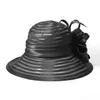 Geniş Memlu Şapkalar Kova Şapkaları FS 2023 Yeni Geniş Brim Organza Yaz Şapkası Kadınlar İçin Disket Plaj Güneş Şapkaları Zarif Bayanlar Düğün Kentucky Kara Kilise Fedora Y240426