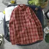 Herren lässige Hemden Mann tops karierte Frachtkleidung geometrisch und Blusen für Männer mit Pocket Red s normal Asien Vintage hohe Qualität xxl