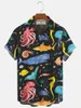 Chemises décontractées pour hommes 2024 drôle de tortue imprimée Hawaiian Shirt Shirding Summer Beach Short à manches revers à manches