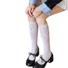 Femmes de chaussettes Highs Highs Calf Girls Ruffle Sheer pantalon