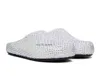 Chaussures décontractées Crystal blanc noir coupe à travers le cuir Slip sur les lifteurs Flats hommes Femmes Femmes Round Toe Cool Plus taille 45
