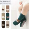 Kids Socken sechs Paare Herbst und Winter Großer Bereich Dot Kleber Baby Trampolin Socken Baby kleine Kinder Nicht-Schlupfboden Socken Große Cartoon Strai Y240504