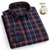 Chemises décontractées pour hommes Coton Flanelle Soft Fit Fit Fit à manches longues Brackaged Pocket Pocket Forft Comftong Plaid S-5XL