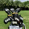 Golf Club Headcover Set Aliennana Black Ninja Fahrer Head Cover Fairway Golf Headcvoer Hybird Blade Putter Mallet Putter Cover 240430