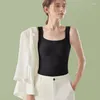 Women's Tanks Women Versatile Summer Seamless Solid Tank Top With Bra Pad Slim Square Neck Ice Silk Inner Sleeveless Sports Bottom Shirt