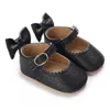 First Walkers Black Fashion Party Barty Princess Shoes Boys and Girls Step Walking Rubber Soled Anti Slip Baby 0-18m H240504