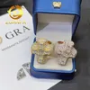 Luxe mode -sieraden Gold Golde Sterling Silver 925 VVS Moissanite Princess Craced Cross Rings hiphop ringen