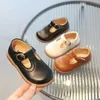 Chaussures plates enfants t bracelets chaussures en cuir filles princesse garçons hremptable plates mary janes noire brun enfant bébé tout-bas du printemps