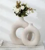 Frosted Particle Flower Arrangement Hollow Round Flower Vase for Home Decoration Furnishings Office vardagsrum Dekor Konst Vaser 215555569