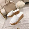 Designer de luxe femme cale de coin pantoufle eze sandal fashion plage chaussures en cuir slipper véritable cuir brun noir blanc orteil ouvert