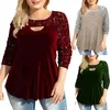 Kvinnors T -skjortor Solid Color Round Neck Hollow Long Sleeve Comfort Womens Mock Tops Kort för kvinnor sommar