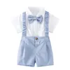 Set di abbigliamento per bambini abiti formali set camicia cortometraggi per tute con fiocco 3 pezzi per bambini abita per bambini estate 1-6y