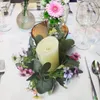 Kaarsenhouders groene ring eucalyptus krans set lente kunstmatige groene slingers voor thuis bruiloftsparty