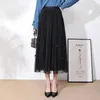 Jupes longues jupe coréenne mode harajuku kawaii y2k midi maxi tulle d'été automne sttreetwear hauteur taille vintage noir