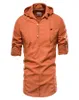 Design Hoodied Long Sleeve Linen Shirt Men Solid Color 100 Cotton Quality Pullover Shirt for Men Streetwear Mens Shirts 2207046938464