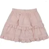 Jupes 2024 Fashion High Taist Femmes de style japonais Mini jupe à volants Rose rose mignon Sweet Short Lace Elegant A-Line