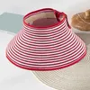 Boinas enquadram chapéu de palha dobrável para mulheres elegantes boné de praia listrada com proteção UV Ideal Gardening Fishing