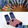 Chaussettes masculines hommes hommes USA drapeau américain Stars Patriotiques Stripes Crew Drop Deliver Delivery Underwear DHHXZ