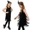 女の子のドレスフラワー衣装女の子フラッパードレススパンコンフリンジラテンダンスタッセルタンゴボールルームコスチューム
