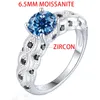 Cluster anneaux tfglbu coloré 1ct coupé brillant coupure Moisanite S925 Bague de stiver sterling pour femmes / hommes