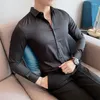 Camisas casuais masculinas para homens vestir luxo coreano Social de manga longa simples, todos combinam com um trabalho formal esburacado vestir tamanho grande